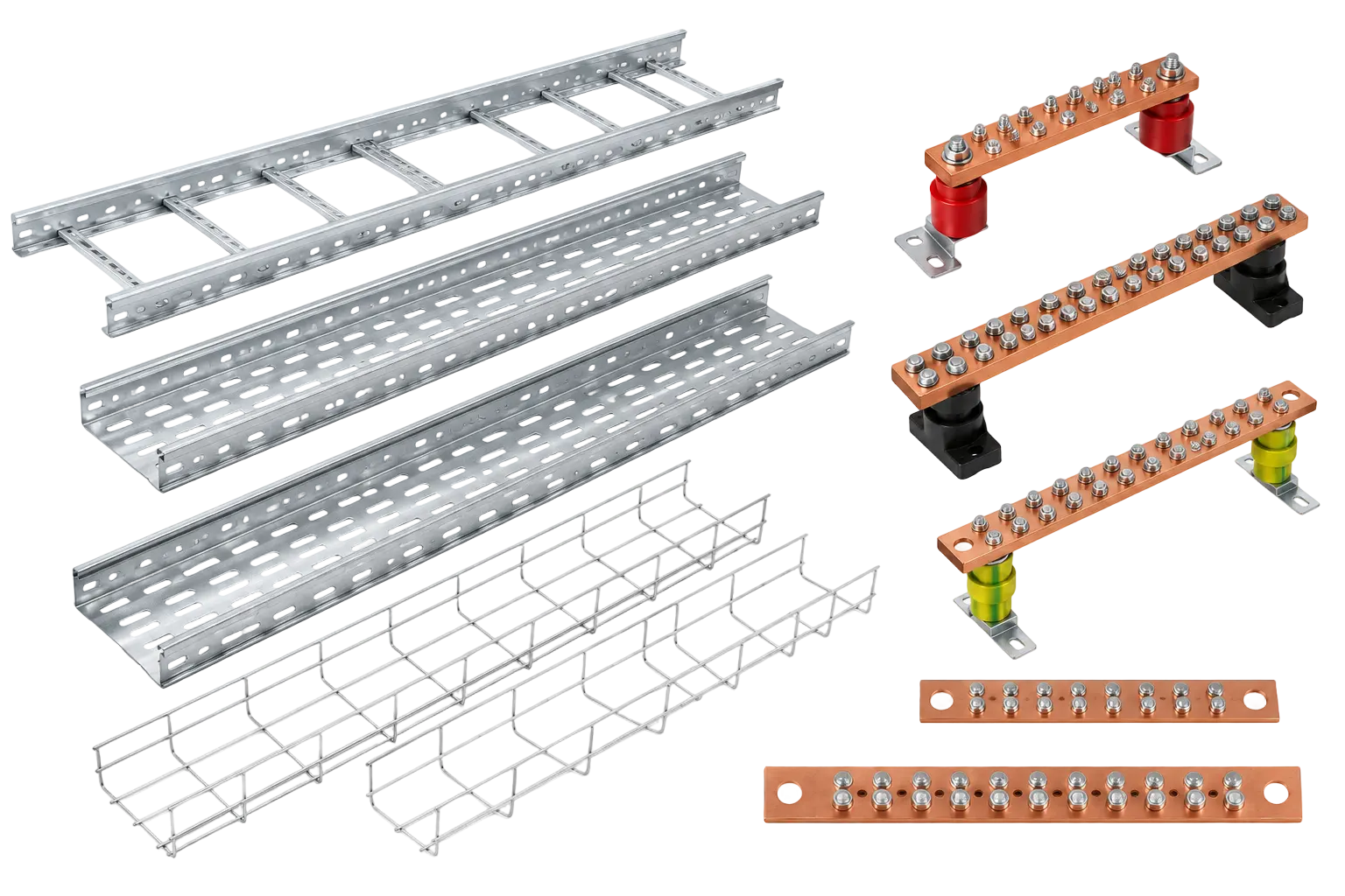 Cable ladders and grounding busbars